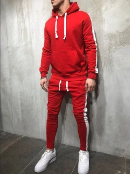 ZOGAA 2019 Karstā Pārdošanas Vīriešu Ikdienas Hoodies Komplekti Modes Krāsu Bloku Tracksuit Vīriešiem Sweatsuit Vīriešu Apģērbs, Sporta apģērbu Jogger Komplekts