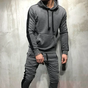 ZOGAA 2019 Karstā Pārdošanas Vīriešu Ikdienas Hoodies Komplekti Modes Krāsu Bloku Tracksuit Vīriešiem Sweatsuit Vīriešu Apģērbs, Sporta apģērbu Jogger Komplekts