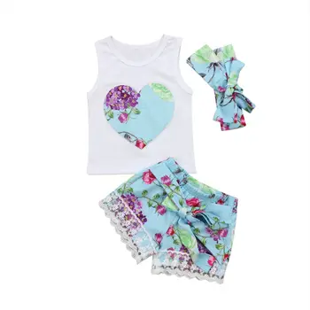 ZXP Toddler Bērniem, Bērnu, Meiteņu T-krekls Topi, Vestes + Bikses Apģērbs Vasaras Apģērbs Komplekts