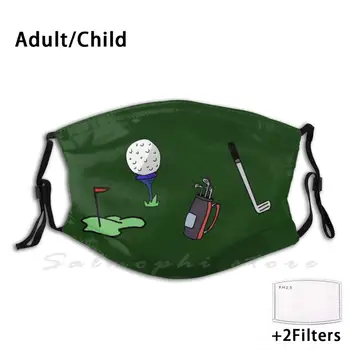 Zaļā Golfa Pieaugušo Bērni Anti Putekļu Filtrs Diy Maska Golf Golf Club Bumbu, Golfa Bumbu, Golfa Caurumu Morgan Ayn Maska