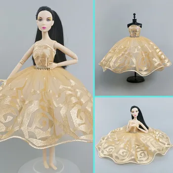 Zelta Baleta Tutu Kleita Barbie Lelle Apģērbs, Apģērbu 1/6 Lelles Piederumi Rhinestone 3-slāņu Svārki Bumbu Puse Kleita Rotaļlietas