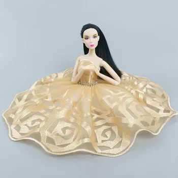 Zelta Baleta Tutu Kleita Barbie Lelle Apģērbs, Apģērbu 1/6 Lelles Piederumi Rhinestone 3-slāņu Svārki Bumbu Puse Kleita Rotaļlietas