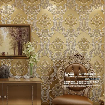 Zelta Euro Hotel Wall Papers Sienas Zelta Ziedu griešanai samta Damask luksusa tapetes, 3d Blue Sienas 3d tapetes Dzīvojamā Istabā