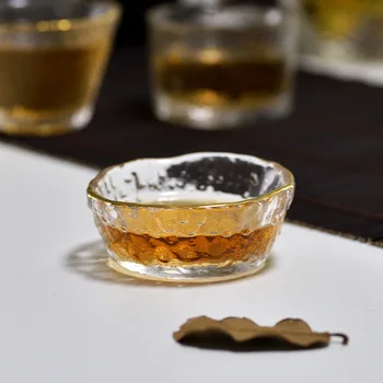 Zelts Stikla Tējas krūze ar Glod Loka Japāņu stila Kung Fu Piederumi Zaļā Puer Teacups Ķīnas Tējas Bļodā Teaware Komplekts