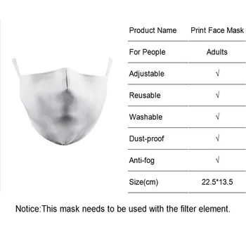 Zeme Pasaulē Print Sejas Maskas PM2.5 Filtri Atkārtoti Mazgājams Maska Auduma Putekļu Maskas Pusi Sejas Ziemassvētku Mutes Masku Halloween