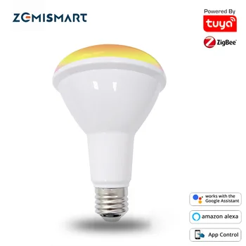Zemismart Zigbee 3.0 Smart RGBCW LED Spuldzes BR30 Aptumšojami E27 Led Lampas, Alexa, Google Home Tuya Smartthings App 10W 850lm