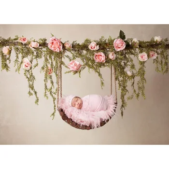 Ziedu Tīrtoņa Krāsu Jaundzimušo Bērnu Portretu Fonu Foto Studija Rozā Ziediem, Vīna Bērniem, Dzimšanas Dienu Mākslas Fona Fotogrāfija