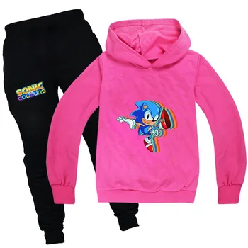 Ziemas Drēbes Komplekti Halloween Bērniem Modes Sonic Ezis Karikatūra Hoodies+Bikses Meiteņu Apģērbs Gudrs Drukāt Sporta Tērps