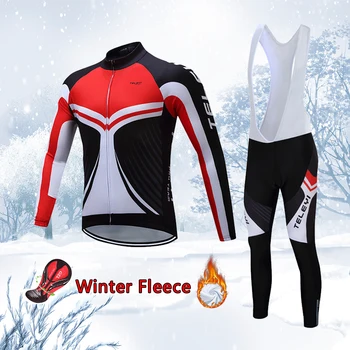 Ziemas Siltuma Vilnas Kalnu Ceļu, Velosipēdu Apģērbs Ir 2021. Vīriešu Velosipēdu Jersey kombinezoni ar Krūšdaļu Komplekts MTB Velosipēdu Apģērbt Sporta Kleitu Mallot Uzvalks