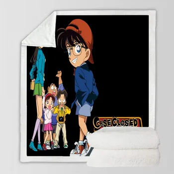Ziemas Siltā Sherpa Fleece Mest Segu Detective Conan Anime Nap Travel Tūrisma Sega Bērniem, Dāvanu, Mājas Pakaišu Dīvāns Gulta