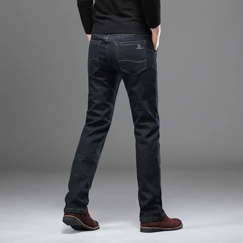 Ziemas Vīriešu Siltā Džinsi, Klasiskā Stilā Sabiezēt Elastīga Džinsa Straight Fit Black Jean Bikses Vīriešu Zīmola Ikdienas Biznesa Bikses
