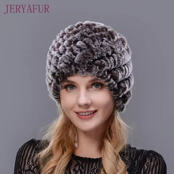 Ziemas cepures krievijas sieviešu īstu trušu kažokādas trikotāžas cepures roku darbs trušu kažokādas, Rex silts augstas kvalitātes trušu kažokādas cepures