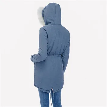 Ziemas jaka sieviešu džinsa zilā 7 krāsas, M-3XL plus lieluma 2020. gada rudenī pievienot jaunu samta bieza siltumu, kažokādu parkas kapuci feminina LR931