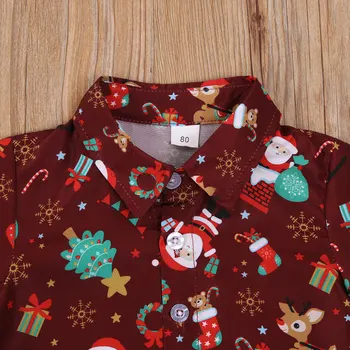 Ziemassvētku Apģērbu 1-6Y Bērniem Zēnu Apģērbu Komplekti, 2gab Karikatūra Santa Drukāt Īsām Piedurknēm Vienu Krūtīm, Krekli, Šorti