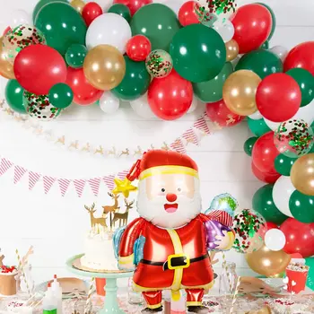 Ziemassvētku Balonu Vainags Arku komplekts ar Ziemassvētku Sarkana Konfektes Baloniem, Dāvanu kastīte Sarkanā Zvaigzne Baloni Māja Puse Mājas dekori