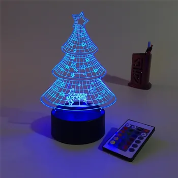 Ziemassvētku Eglīte 3D ilūziju Vizuālo Nakts Gaisma 7 Krāsas Izmaiņas LED Galda Lampa Guļamistabu Mājas Dekori Ziemassvētku Dāvanu