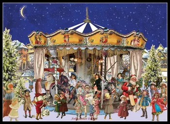 Ziemassvētku Karuselis 2 - Skaitot Cross Stitch Komplekti - dari pats Roku darbs, Rokdarbi Rokdarbu 14 ct Cross Stitch Komplekti DMC Krāsu