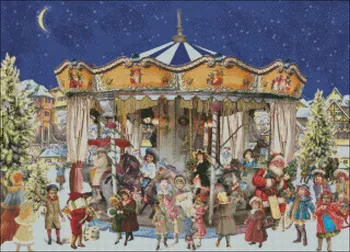 Ziemassvētku Karuselis 2 - Skaitot Cross Stitch Komplekti - dari pats Roku darbs, Rokdarbi Rokdarbu 14 ct Cross Stitch Komplekti DMC Krāsu