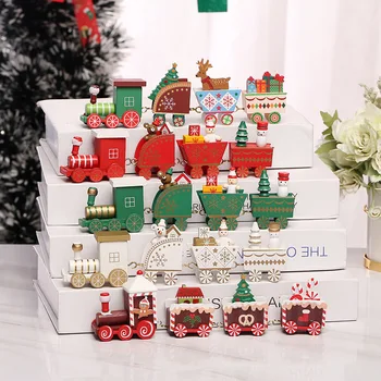 Ziemassvētku Koka Vilcienu Priecīgus Ziemassvētku Rotājumi, Ziemassvētku Dekori Mājas Noel Navidad Xmas Dāvanas Laimīgu Jauno Gadu ir 2021. XW33