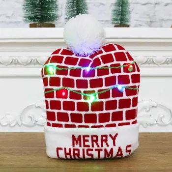 Ziemassvētku Krāsains Mirdzošu Adītu Cepuri LED Gaismas Adīt Cepuri, Ziemassvētku Rotājumi, Mājas Santa Elk Cepuri Nitted Cepure Dāvanu Bērniem