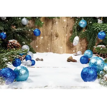 Ziemassvētku Sniega Priežu Riekstu Bumbu Filiāle Koka Dēlis Bērnu Puses Fons Fotogrāfijas Foto Fona Foto Studija