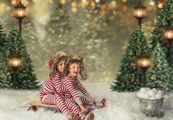 Ziemassvētku Sniega skatuves Fons Ziemassvētku eglīte Iela gaiša Fona Banner Nakts Zvaigznes Boken Fona Fotogrāfija