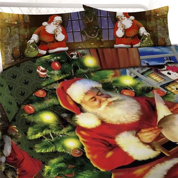 Ziemassvētku Sērija Santa Claus Ziemassvētki HD Drukāšanas Sega / Sega Cover Set Gultas Veļas Karaliene, Karalis Dvīņu Gultas Komplekts Bērniem Pieaugušajiem