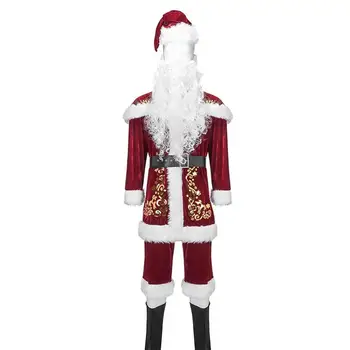 Ziemassvētku Ziemassvētku Vecīša Tērps Kostīms Cosplay Santa Claus Drēbes Kleitu Ziemassvētku Kostīms, Uzvalks Vīrieši Sievietes Ar Baltu Bārdu