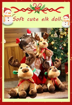 Ziemassvētku elk Plīša Lelle Peluche mīkstās Rotaļlietas kawaii gudrs plīša Briežu Wapiti Pildījumu Dzīvniekiem Plushies Rotaļlietas Bērniem Ziemassvētku Dāvanu