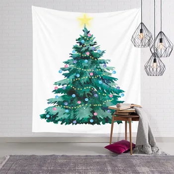Ziemassvētku gobelēns, akvarelis Ziemassvētku eglīte drukāšanas gultas karājas auduma guļamistabas fona auduma, sienu apdare audums