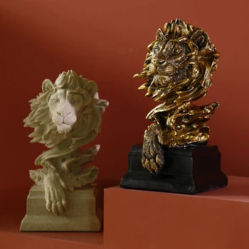 Ziemeļvalstu Karalis Zvēri Lauvas Galvu Statuja Skaitļi Abstraktu Skulptūru Biroja Vintage Mājas Dekori Mājas Apdare Dzimšanas dienas Dāvana