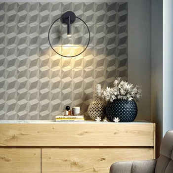 Ziemeļvalstu minimālisma ģeometriskā sienas lampas radošas personības kārta guļamistabas gultas eju balkons lampas