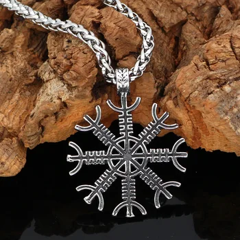 Ziemeļvalstu viking odin simbols vegvisir amuletu, nerūsējošā tērauda, kulons, kaklarota