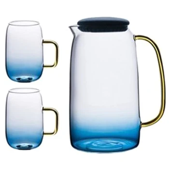 Zila Gradientu, Krāsu Marmora Aukstā Ūdens Stikla Pudelē Noteikt Augstas Temperatūras Izturīgas Stikla Burkā Krūze Tējkanna