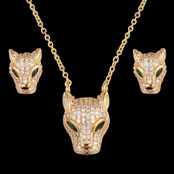 Zlxgirl Eiropas Zīmola Dizaina Leopard dzīvnieku formas kulonu ar auskaru Līgavas rotaslietas Uzstādīt sieviešu vēlamās dāvanas