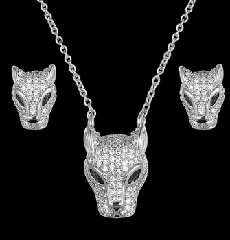 Zlxgirl Eiropas Zīmola Dizaina Leopard dzīvnieku formas kulonu ar auskaru Līgavas rotaslietas Uzstādīt sieviešu vēlamās dāvanas