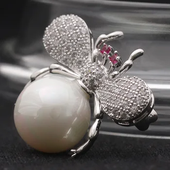 Zlxgirl Maza izmēra Zīmolu Kubikmetru Zircon bišu piespraudes pušķi, līgavas rotaslietas modes bižutērija pērļu kāzu piespraudes piederumu