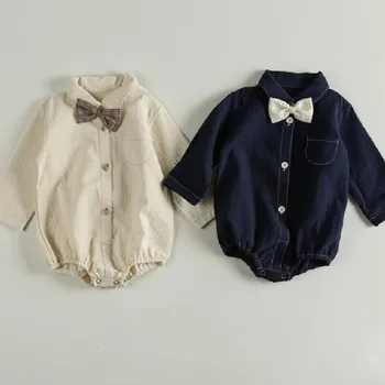 Zēns Kombinezonus korejas 2020. gada Rudenī Krekls Baby Bērnu Bobysuits Sasiet Vienu-krūšu Zīdaiņu Apģērbu ar garām Piedurknēm Jaundzimušo Vienu Gabalu