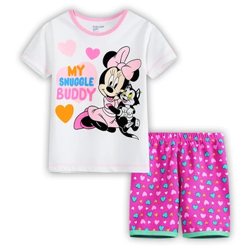 Zēns, meitene, pidžamas Jauno vasaras kokvilnas bērniem, meitenēm, mickey īsām piedurknēm pidžamas apģērbu komplekti pijamas minnie Karikatūra peli sleepwear
