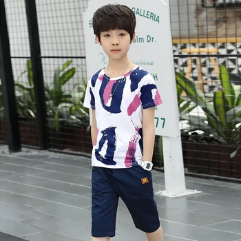 Zēnu Apģērbs Vasaras Apģērbs Kokvilnas Ar Īsām Piedurknēm Krekls Bikses Kopa Pusaudžu Zēnu Apģērbu Ikdienas Apģērbam, Bērnu Drēbītes, 4 6 12 Gadiem