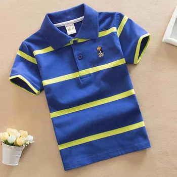 Zēnu Polo krekls 1-13T bērniem vasaras kokvilnas krekls zēniem ar īsām piedurknēm turn-down krāsas džemperis drēbes pusaudžu svītru topi bērniem