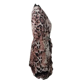 Zīda Mežģīnes Leopard Drēbes Pidžamu Nightdress Apakšveļa, Sieviešu Apakšveļa Sleepwear Leopards Drukāt pidžamas peignoir satīna femme mīksto T5