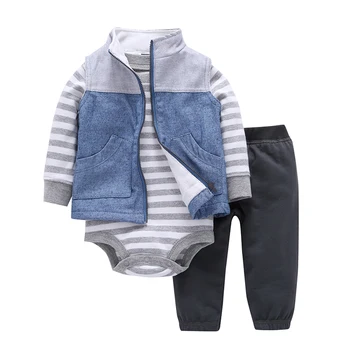 Zīdaiņu Bērnu bebes Zēns Meitene apģērbu komplektu,ar garām piedurknēm ar kapuci žaketes bodysuit bikses,3PCS toddler bērnu apģērbs,jaundzimušo apģērbi kokvilnas