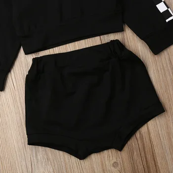 Zīmola Baby Gilrs Zēnu Drēbes 6M-4Y Zīdainis, Bērnu Apģērbs, Apģērbu, Balts-Melns Pleds T-krekls Top+Bikses+Galvas Set 3pcs