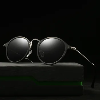 Zīmola Dizaina Retro Ovālas Formas Saulesbrilles Vīriešiem Polarizētās Alumīnija Magnija Sakausējuma Vintage Unisex Braukšanas Saules Brilles Sveķu Vīriešu Brilles