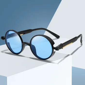 Zīmola Dizaina Steampunk Saulesbrilles Sievietēm, Vīriešiem Vintage Kārtas Geek, Saules Brilles UV400 Toņos Briļļu Oculos de sol