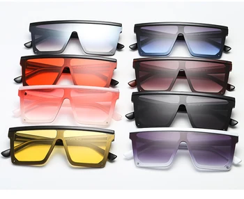 Zīmola Dizainere Viens Gabals Saulesbrilles Sievietēm, Vīriešiem Flat Top Lielajam Braukšanas Vēsā, Saules Brilles UV400 Classic Laukumā Vīriešu Gafas Brilles