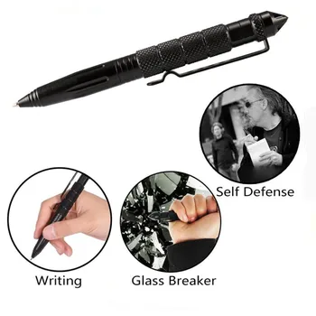 Āra Portatīvo Anti-skid Stikla Breaker Taktiskās Pildspalvas Saliktas Aviācijas Alumīnija Anti-skid Portable Self Defense Pen Tool