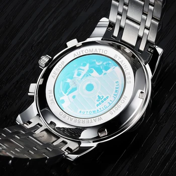 ĒZOPA Modes Zilā Skatīties Vīriešu Zīmols, Automātisko, Mehāniskās Ūdensizturīgs Triecienizturīgs Vīriešu rokas Pulkstenis Vīriešu Pulkstenis Relogio Masculino