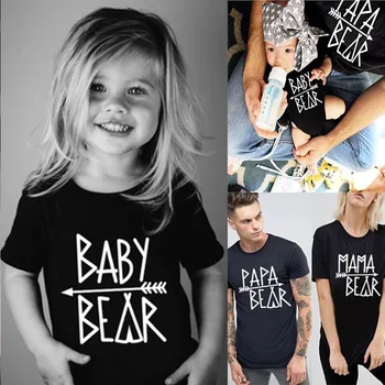 Ģimenei T-Krekli Papa Bear Mama Nest Bērnu jābūt Vēstuli Print T-krekls Mātes-bērna Īsām Piedurknēm T-krekli Ģimenes atbilstības Komplekti, Topi